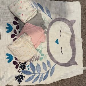 Aden+Anais blanket and 3 sheets